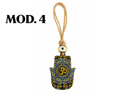 COLGANTE MANO DE FATIMA OJO TURCO LINEA GOLD HILO YUTE 24CM
