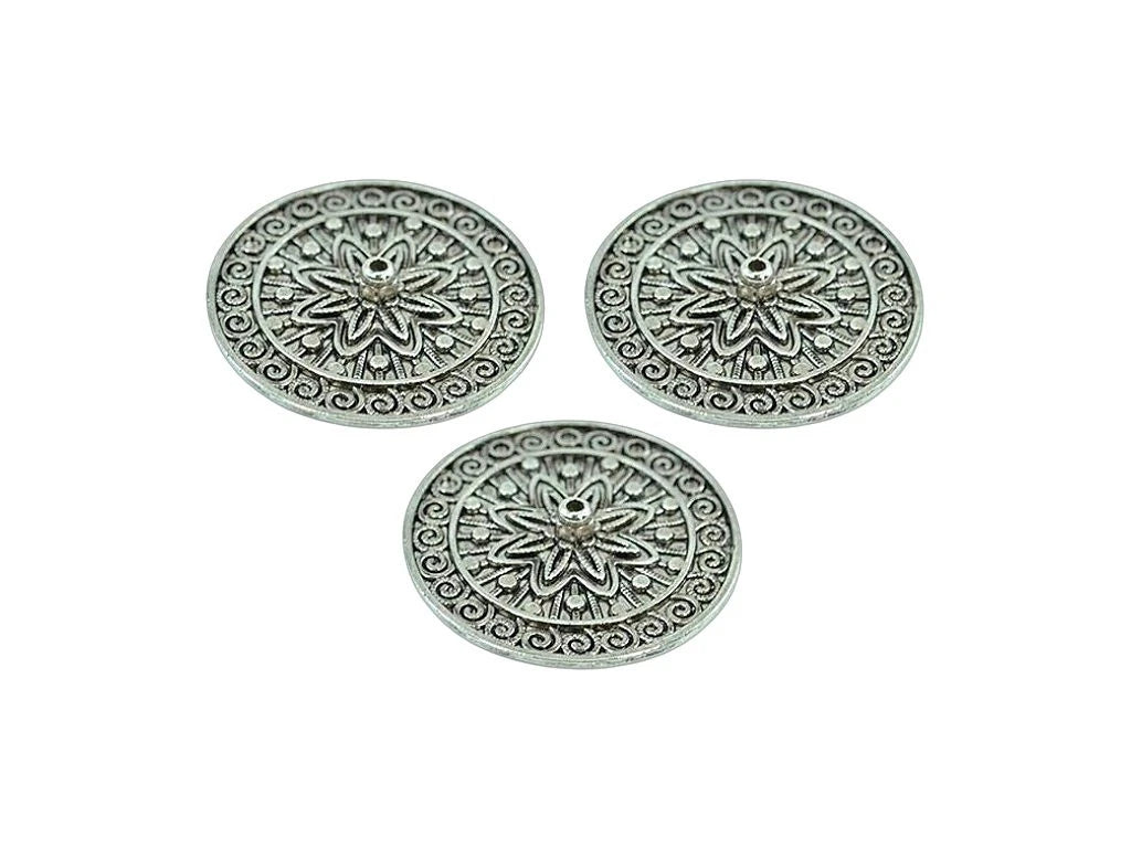 Porta Sahumador Mandala Flor de Loto Metal Plata
