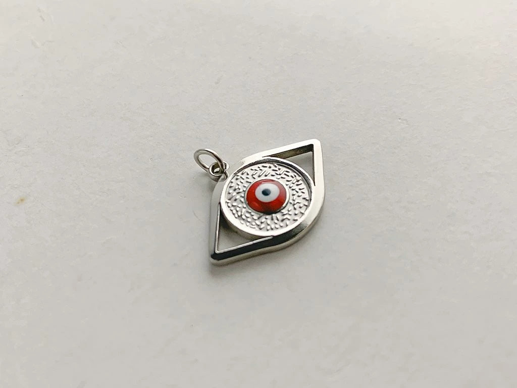 Dije de acero dorado/blanco/acero con ojos blanco x1