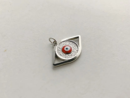 Dije de acero dorado/blanco/acero con ojos blanco x1