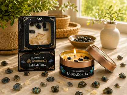 VELA AROMANZA ORGANICA CON CRISTALES X1