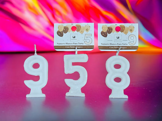 Vela de Cotillón Número Blanco x 1 en Bolsa