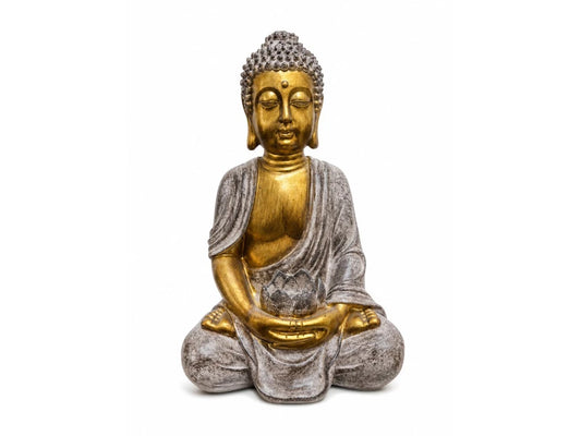 IMAGEN BUDA RESINA LINEA DORADA 30CM