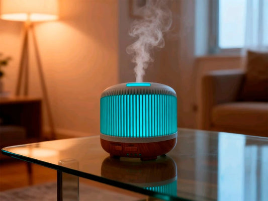 HUMIDIFICADOR RAYADO BLANCO BASE SIMIL MADERA SIN FILTRO