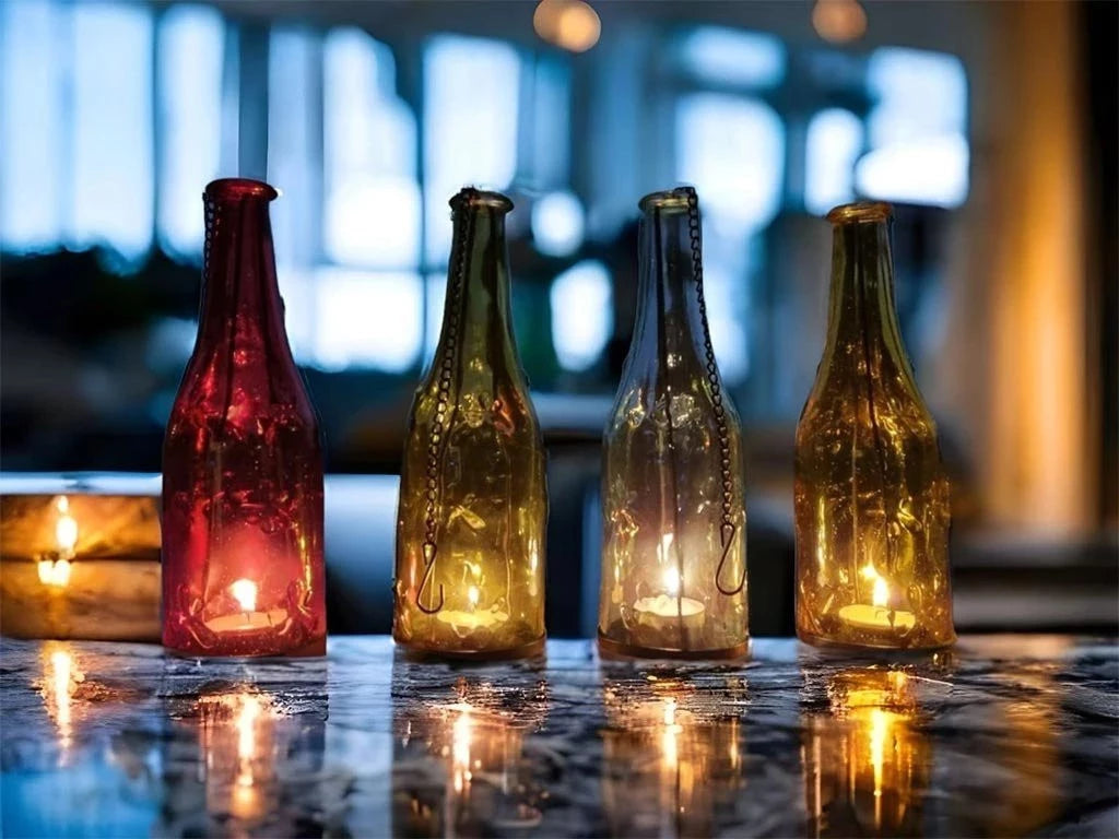 Porta Velas Botella 22 cm - Variedad de Colores