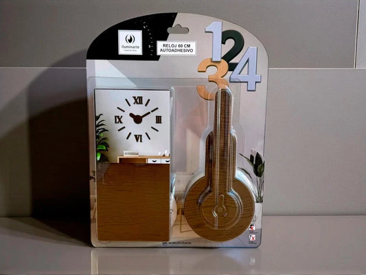 RELOJ AUTOADHESIVO SIMIL MADERA 60 CM