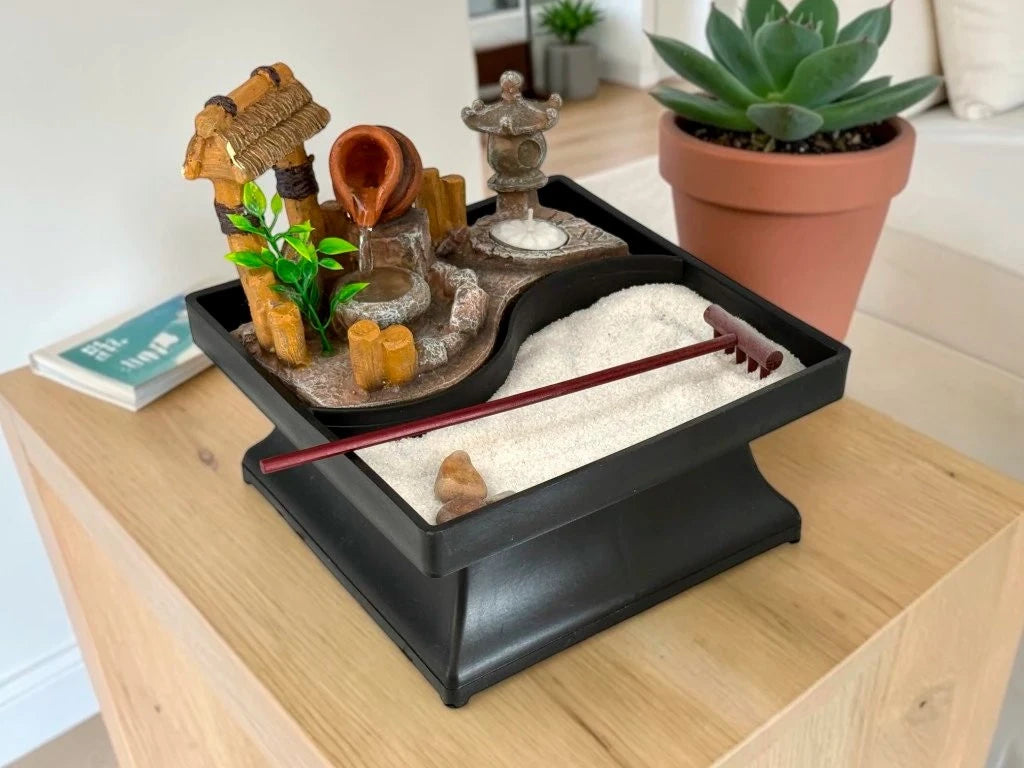 Fuente con Jardín Zen y Vela 19 cm