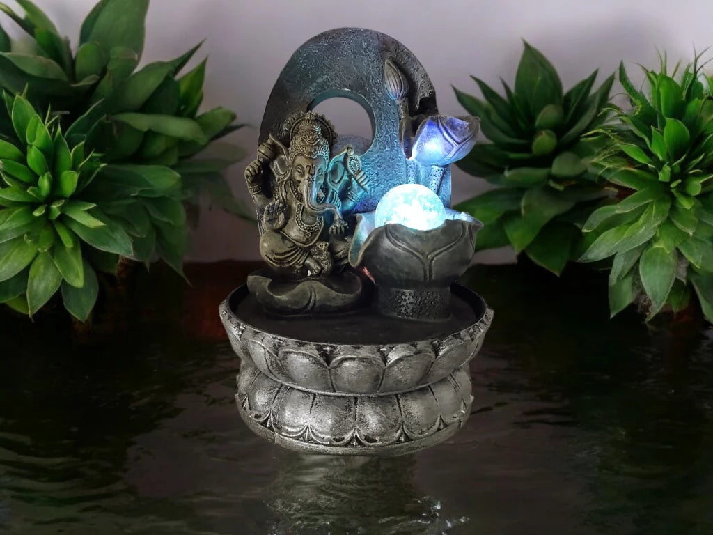 Fuente de Agua Resina Buda/Ganesh con LED - Modelos Variados