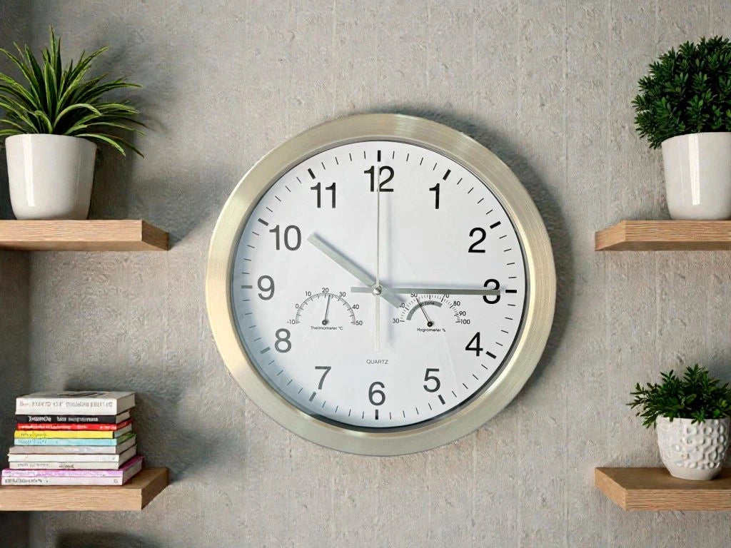 RELOJ DE PARED METAL TEMP. Y HUM 30.8 CM