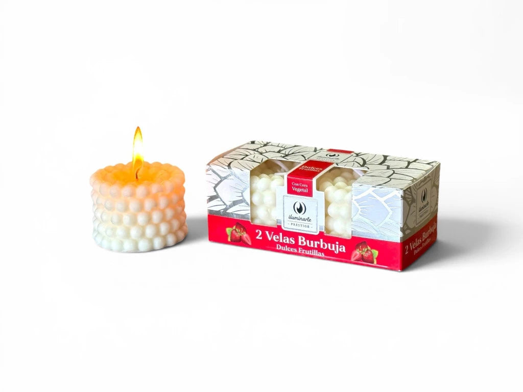VELA AROMATICA CERA VEGETAL BURBUJA X 2