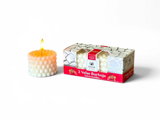 VELA AROMATICA CERA VEGETAL BURBUJA X 2