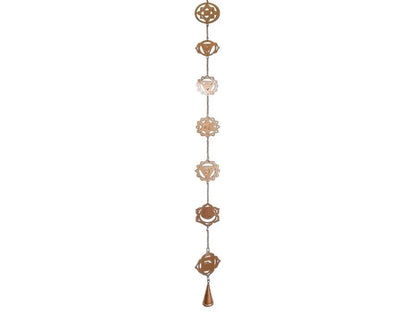 COLGANTE TIRA 7 CHAKRAS DORADO CON CAMPANAS 1M