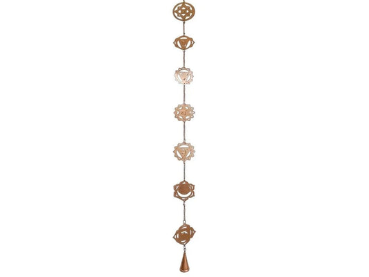 COLGANTE TIRA 7 CHAKRAS DORADO CON CAMPANAS 1M