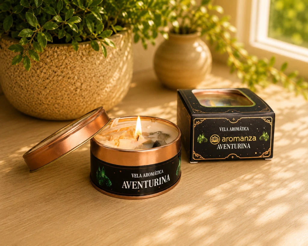 VELA AROMANZA ORGANICA CON CRISTALES X1