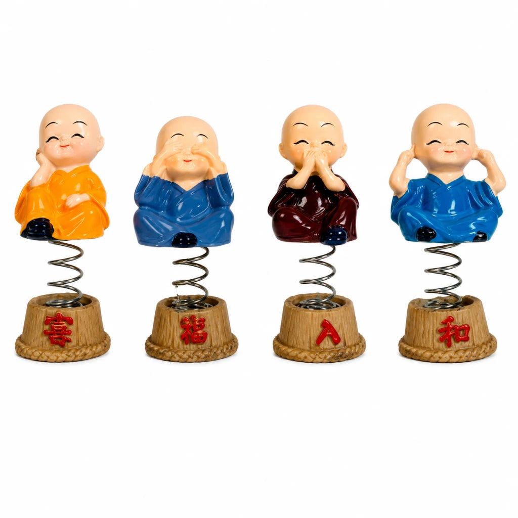 Set x 4 Monjes de la Suerte con Resorte 11cm