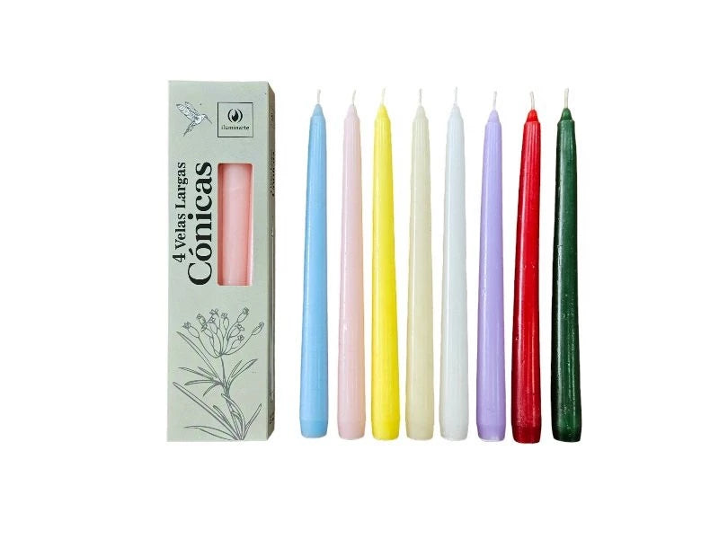 Velas cónicas largas 25cm x4