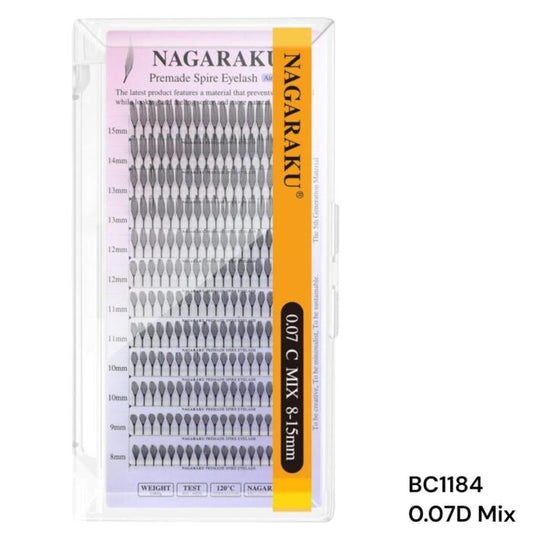 EXTENSIONES DE PESTAÑAS PREMADE SPIRE NAGARAKU 0.07D MIX –