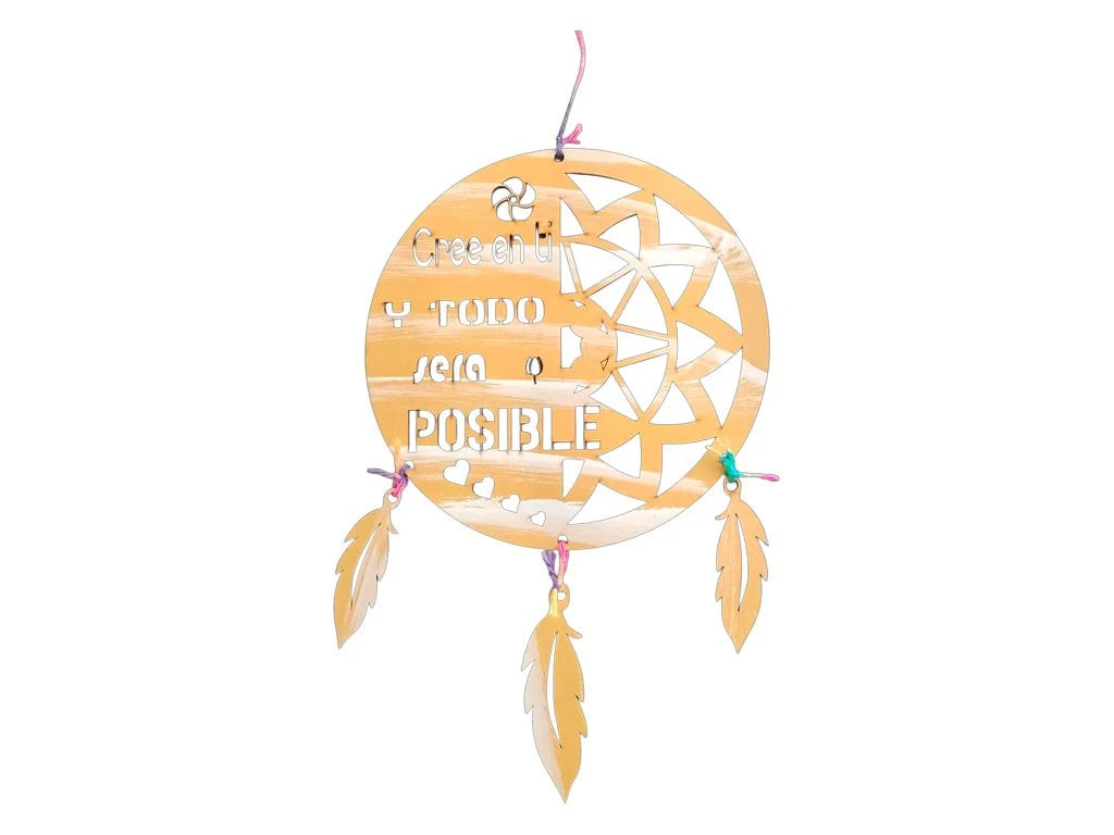 COLGANTE ATRAPASUEÑOS MDF CON FRASES 25X30CM