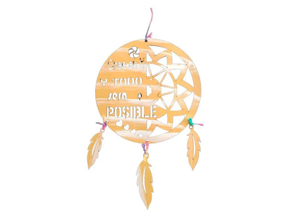 COLGANTE ATRAPASUEÑOS MDF CON FRASES 25X30CM