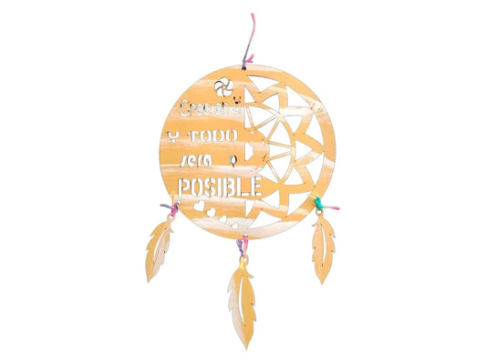 COLGANTE ATRAPASUEÑOS MDF CON FRASES 25X30CM