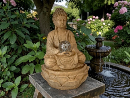 Fuente Buda sobre loto 30 cm