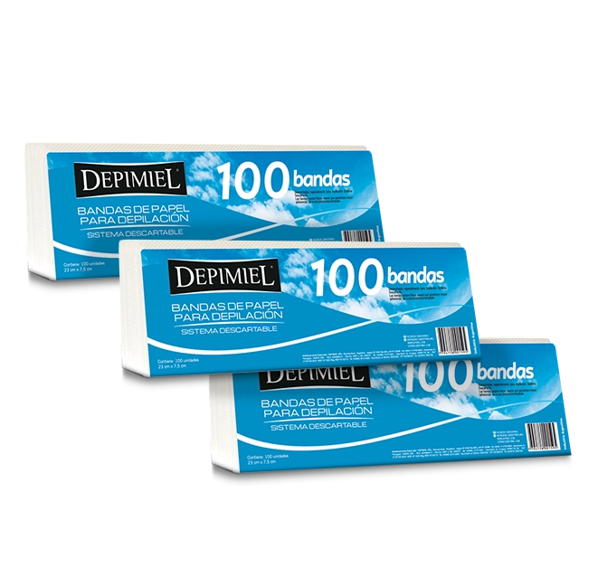 Bandas de papel para retirar cera x100 DEPIMIEL
