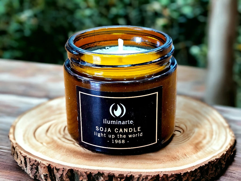 Frasco ámbar chico: Vela de soja aromática
