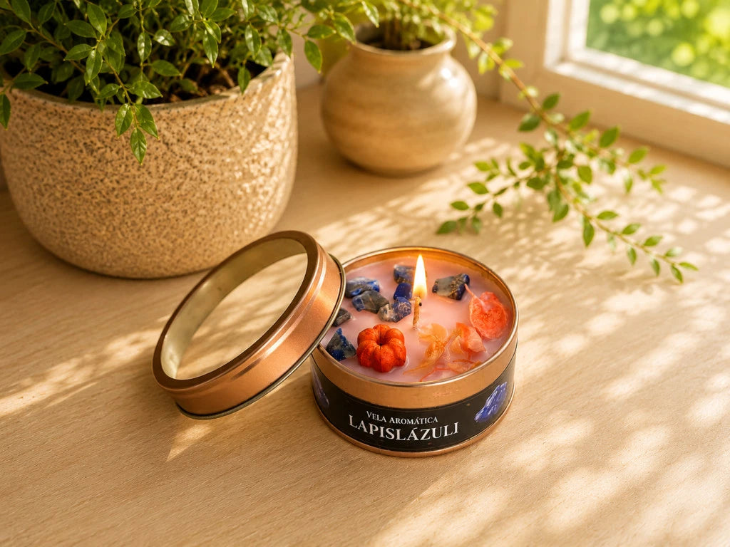 VELA AROMANZA ORGANICA CON CRISTALES X1
