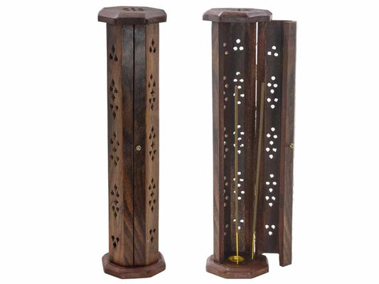 Porta Sahumador de Madera Hexagonal