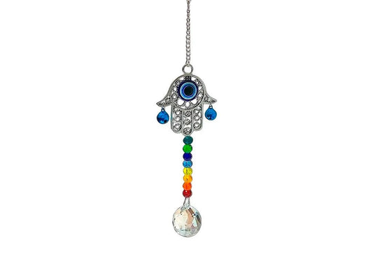 Armonizador Mano Ojo Turco 7 Colores con Cascabel 22cm