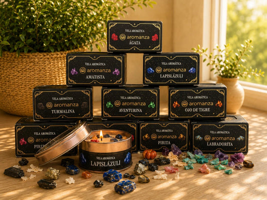 VELA AROMANZA ORGANICA CON CRISTALES X1