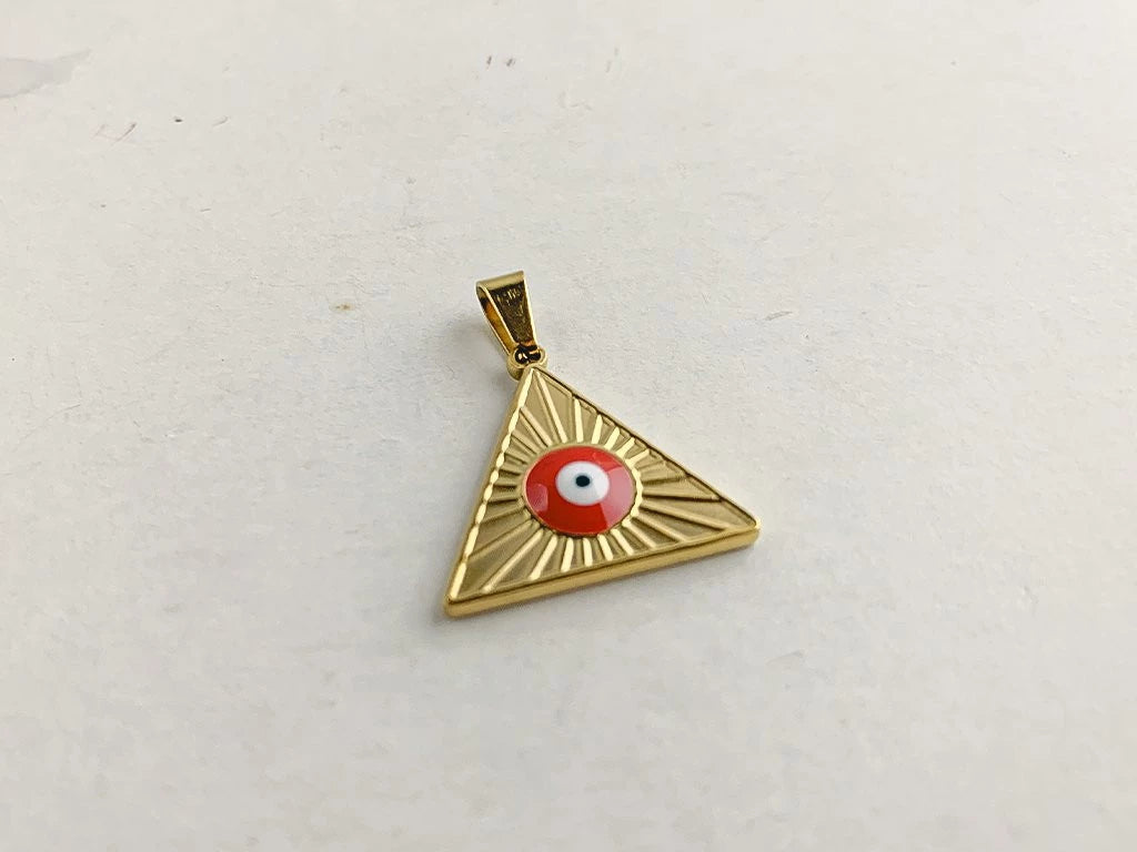 Dije de acero dorado triangular/cuadrado