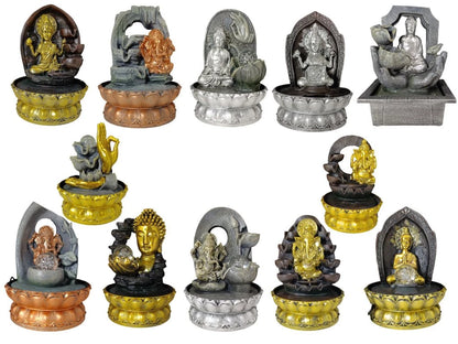 Fuente de Agua Resina Buda/Ganesh con LED - Modelos Variados