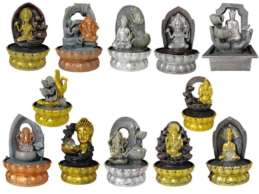 Fuente de Agua Resina Buda/Ganesh con LED - Modelos Variados