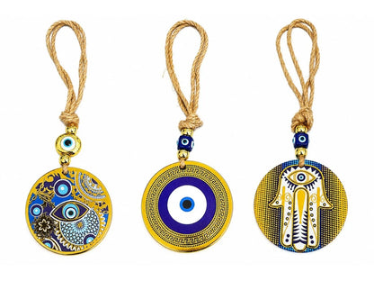 COLGANTE OJO TURCO LINEA GOLD HILO YUTE 24CM