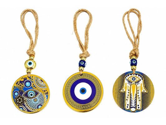 COLGANTE OJO TURCO LINEA GOLD HILO YUTE 24CM
