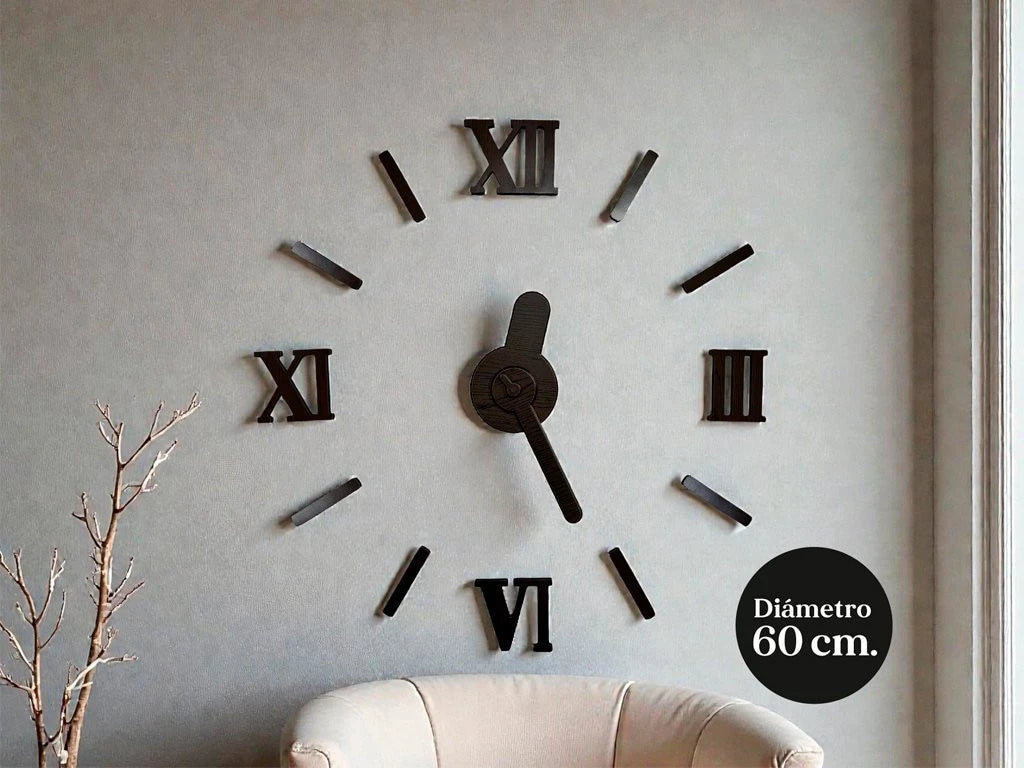 RELOJ AUTOADHESIVO NEGRO 60 CM