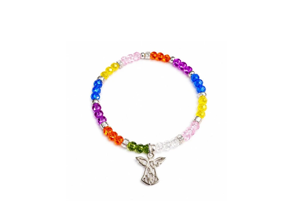 Pulsera plateada 7 arcángeles con dije ángel - Protección divina