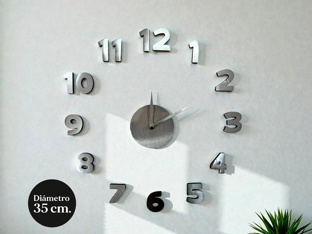 RELOJ AUTOADHESIVO PLATA 35 CM