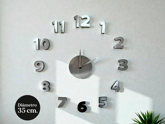 RELOJ AUTOADHESIVO PLATA 35 CM