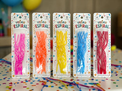Vela Espiral (10 Unidades) | Decoración de Fiesta