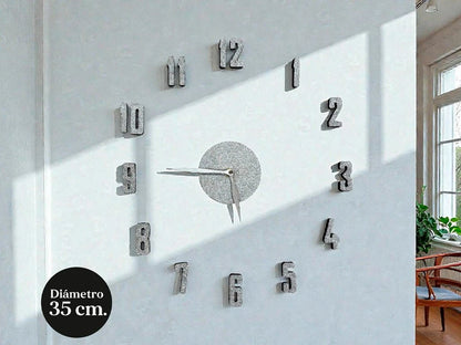 RELOJ AUTO ADHESIVO SIMIL PIEDRA 35 CM