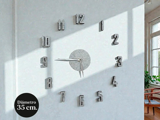 RELOJ AUTO ADHESIVO SIMIL PIEDRA 35 CM