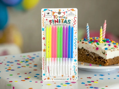 VELAS FINITAS FLUO (10 UNIDADES)
