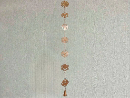 COLGANTE TIRA 7 CHAKRAS DORADO CON CAMPANAS 1M
