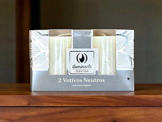 VELONCITO 2 VOTIVOS NEUTROS BLANCOS C/CERA VEGETAL