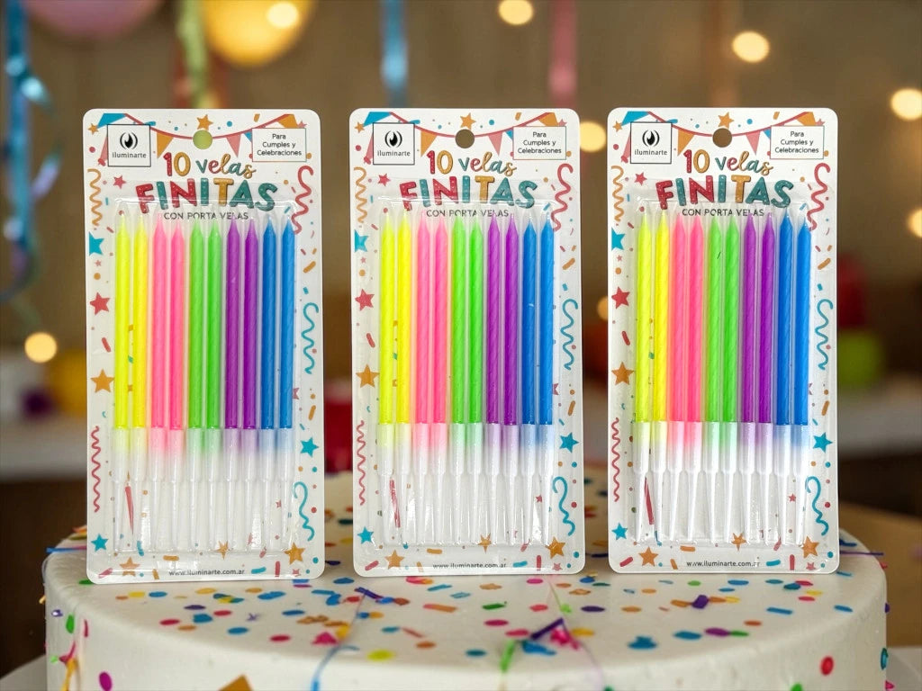 VELAS FINITAS FLUO (10 UNIDADES)