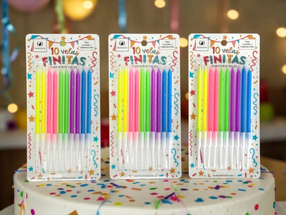 VELAS FINITAS FLUO (10 UNIDADES)