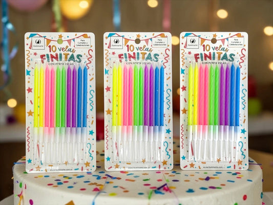 VELAS FINITAS FLUO (10 UNIDADES)