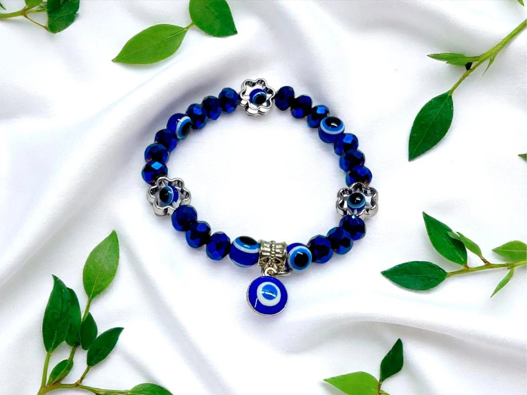 PULSERA OJO TURCO FLORES CALADAS